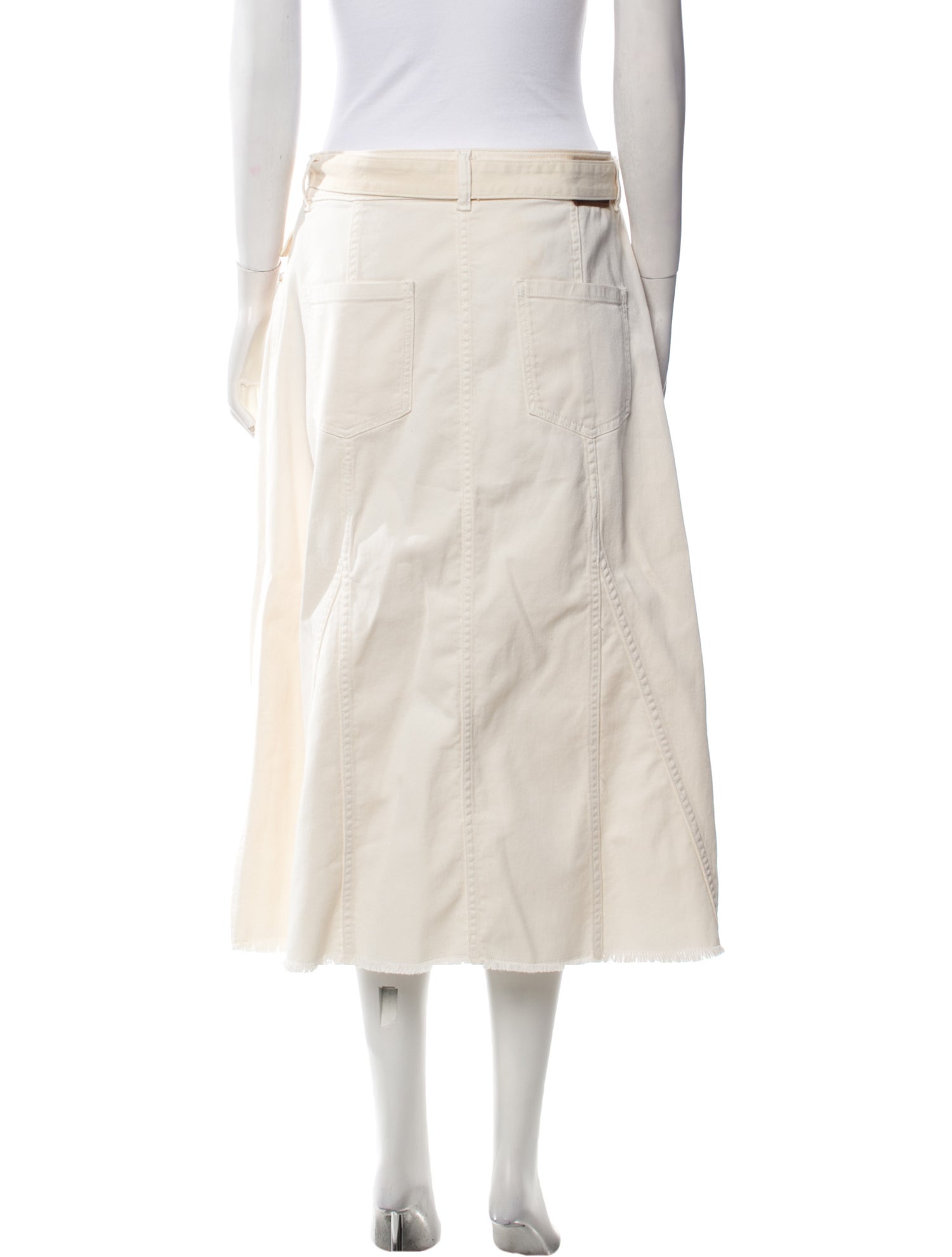 BA&SH Raw-Edge Trim Midi Length Skirt